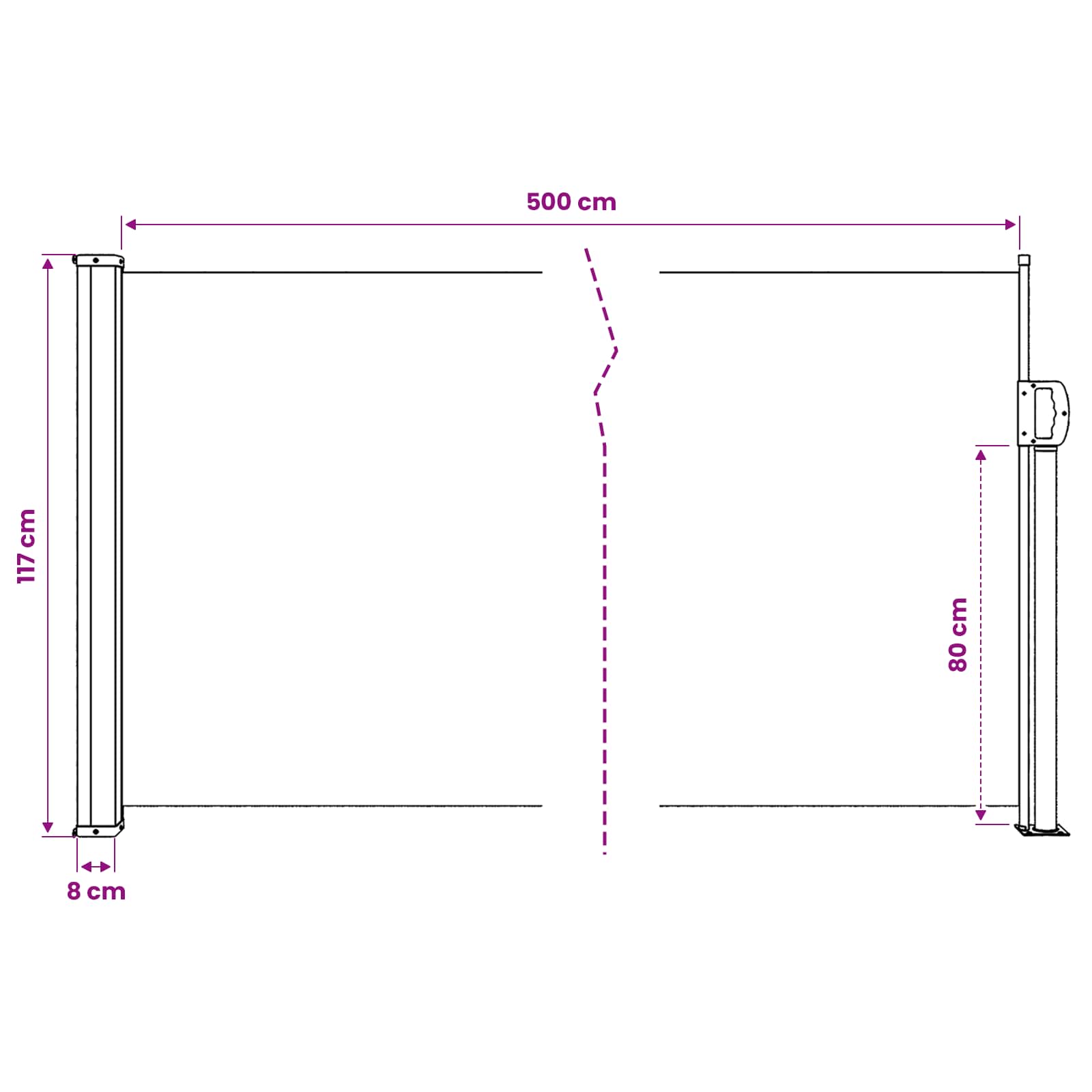 vidaXL Seitenmarkise Ausziehbar Schwarz 120x500 cm – Bild 10