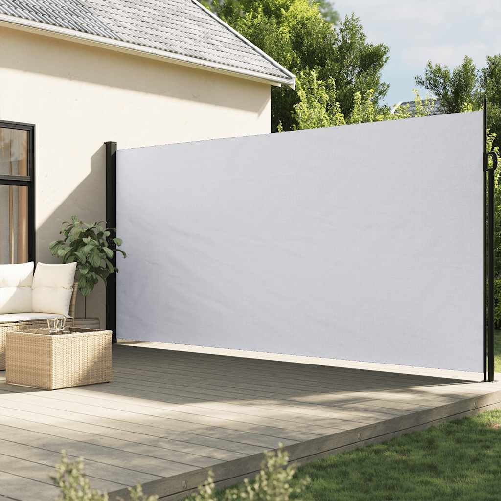 Uttrekkbar sidemarkise hvit 200x500 cm
