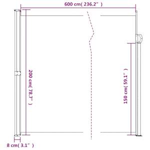 Zatahovací boční markýza modrá 200 x 600 cm - obrázek 10