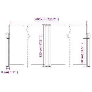 Zložljiva stranska tenda antracitna 120x600 cm - slika 10