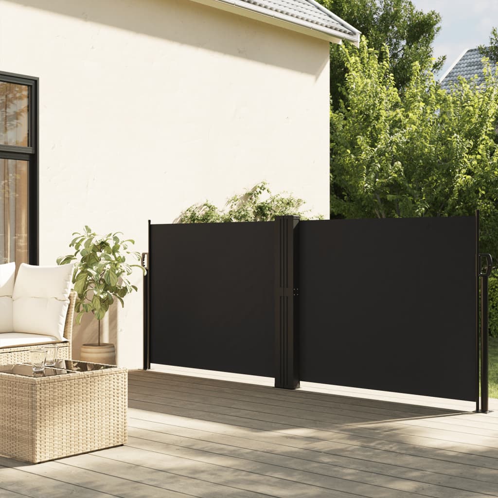 vidaXL Seitenmarkise Ausziehbar Schwarz 140x600 cm