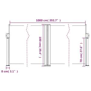 Zatahovací boční markýza taupe 100 x 1 000 cm - obrázek 10