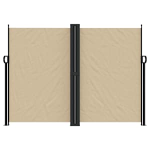 vidaXL I&scaron;traukiama &scaron;oninė pertvara, smėlio spalvos, 180x1000cm