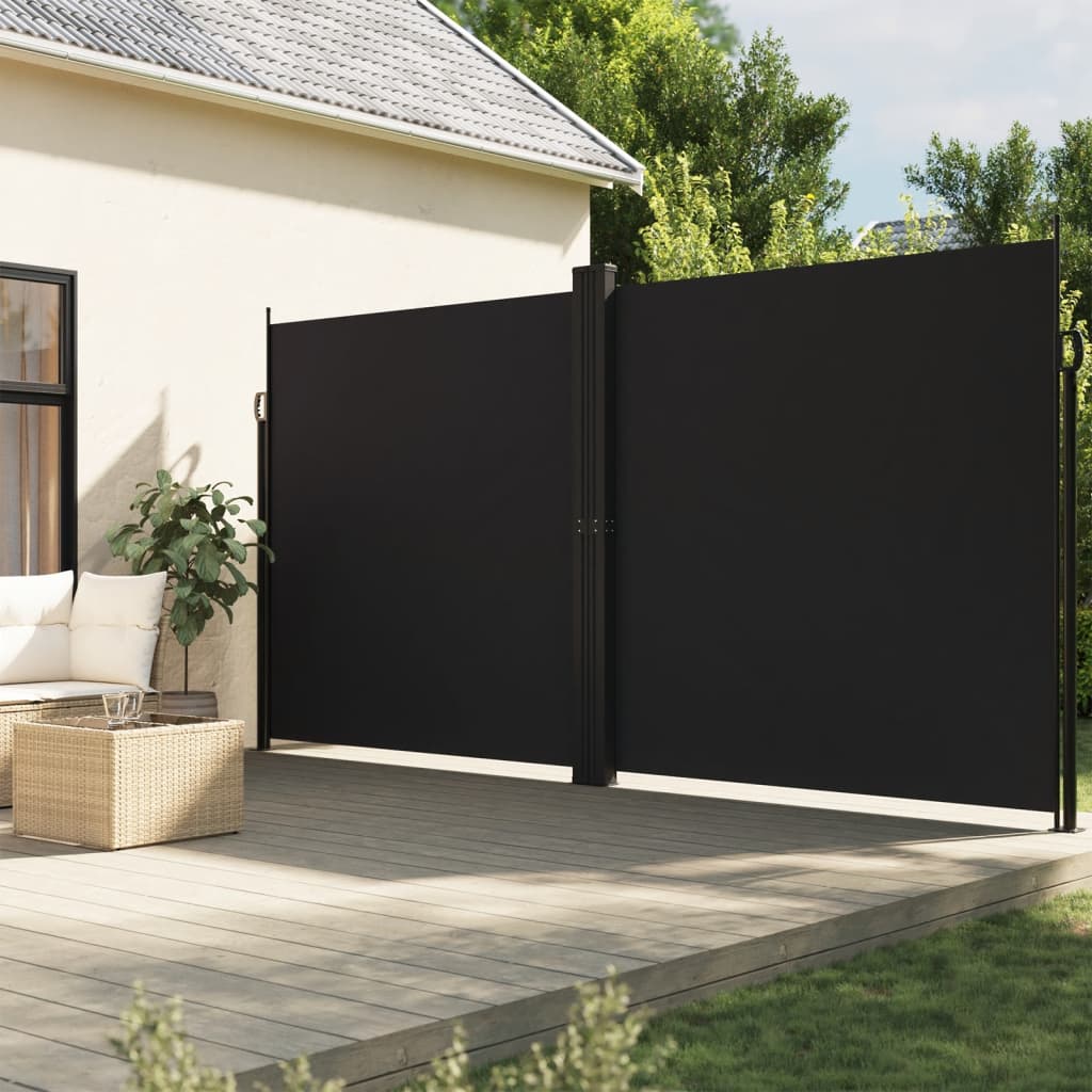 vidaXL Seitenmarkise Ausziehbar Schwarz 220x1000 cm