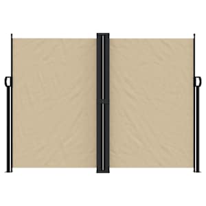 vidaXL Retractable Side Awning Beige Polyester with PU coating, Steel