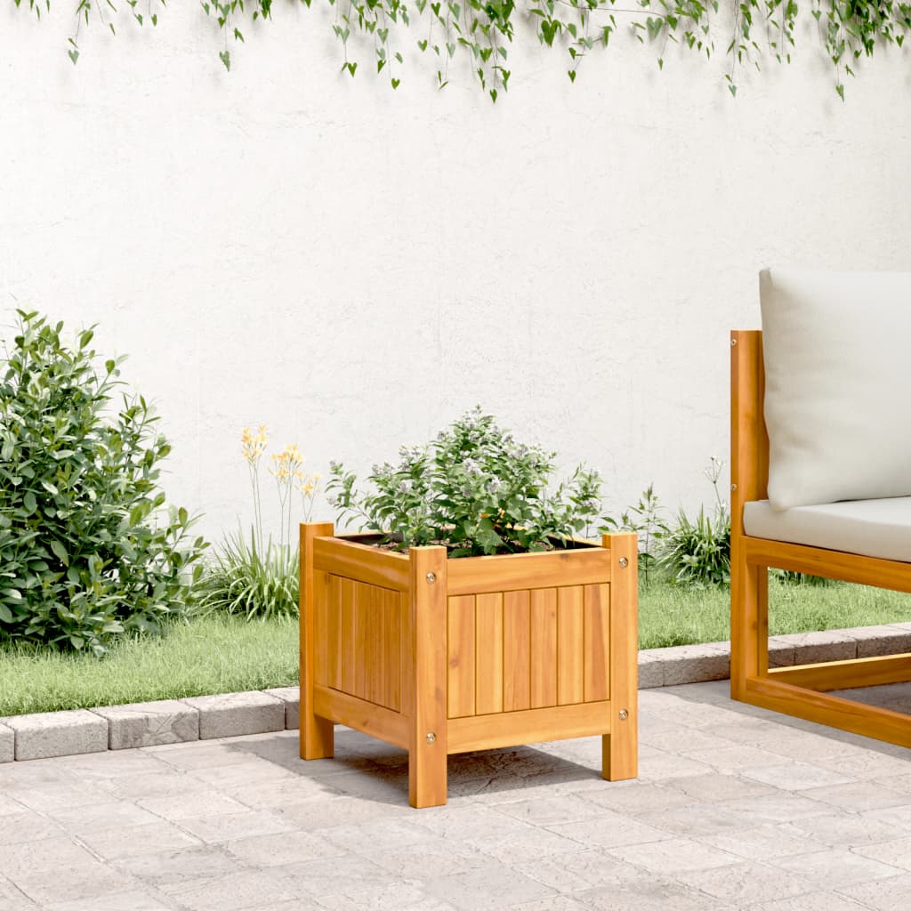 vidaXL Plantenbak met voering 31x31x30 cm massief acaciahout afbeelding
