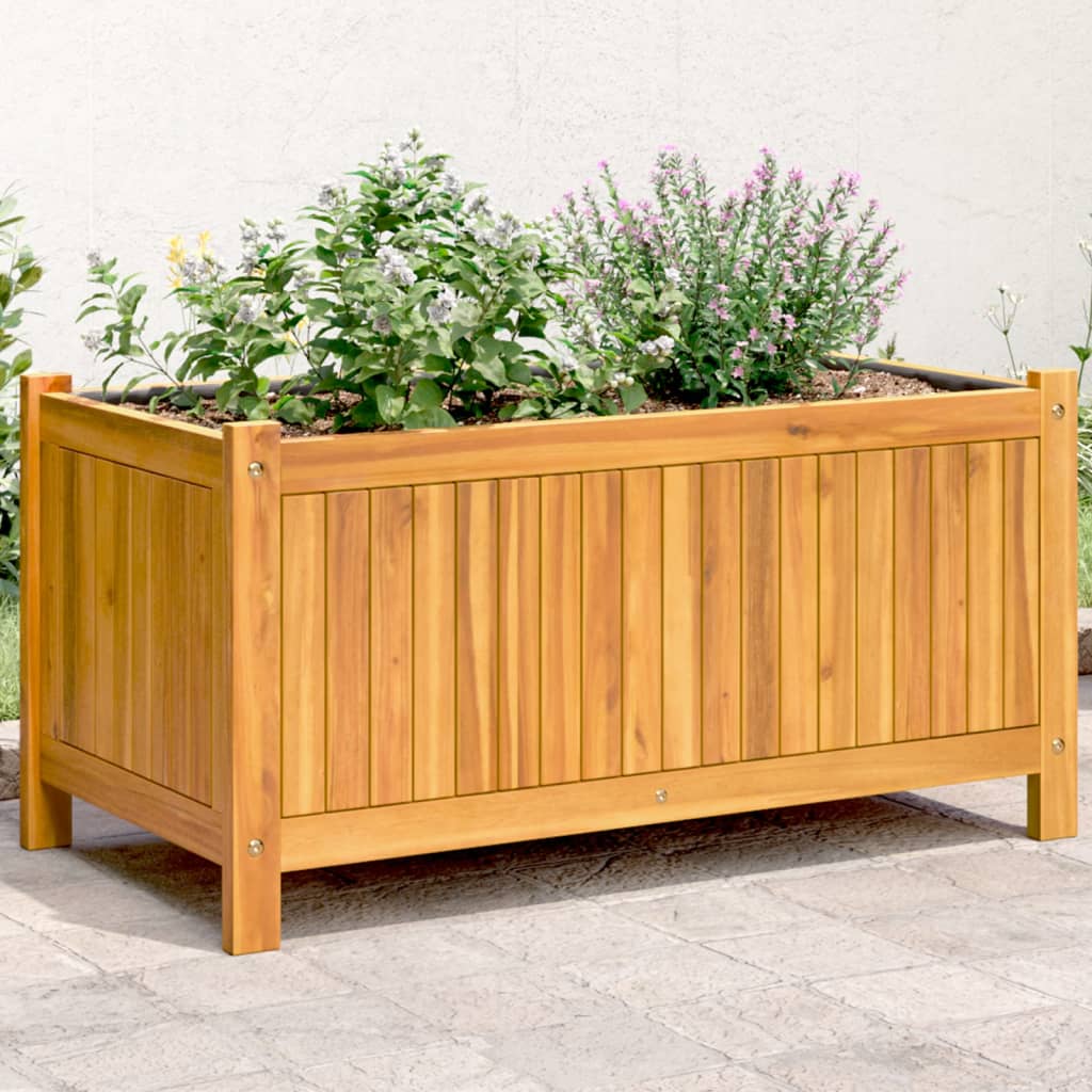 vidaXL Jardinieră de grădină cu căptușeală, 80x42x40 cm, lemn acacia
