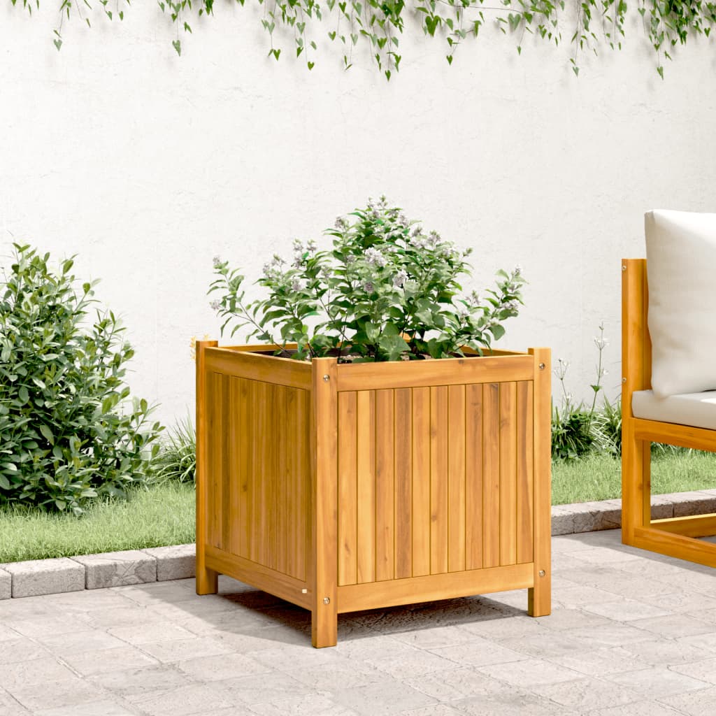 vidaXL Plantenbak met voering 50x50x50 cm massief acaciahout afbeelding