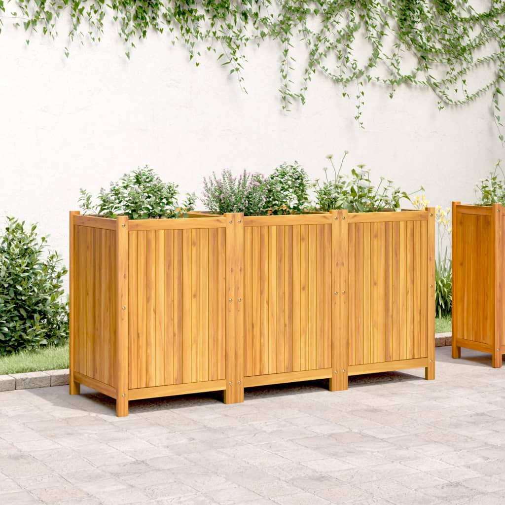 vidaXL Plantenbak met voering 150x50x75 cm massief acaciahout afbeelding