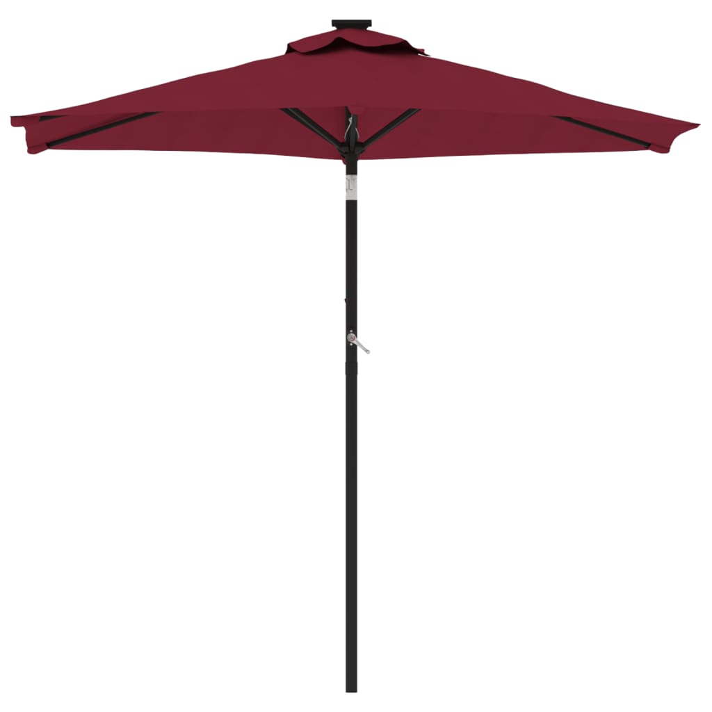 Parasol ogrodowy na stalowym słupku, bordowy, 225x225x212 cm