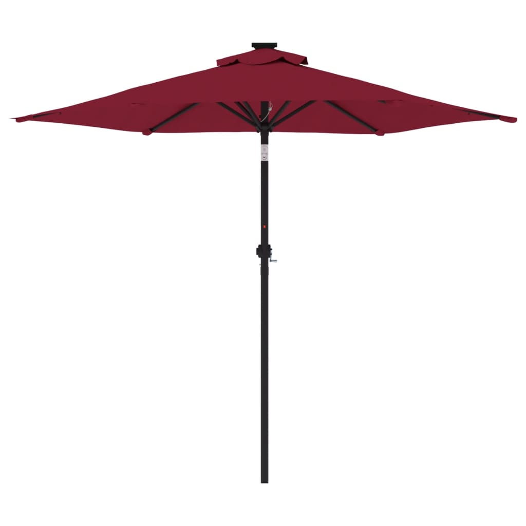 Parasol ogrodowy na stalowym słupku, bordowy, 225x225x212 cm