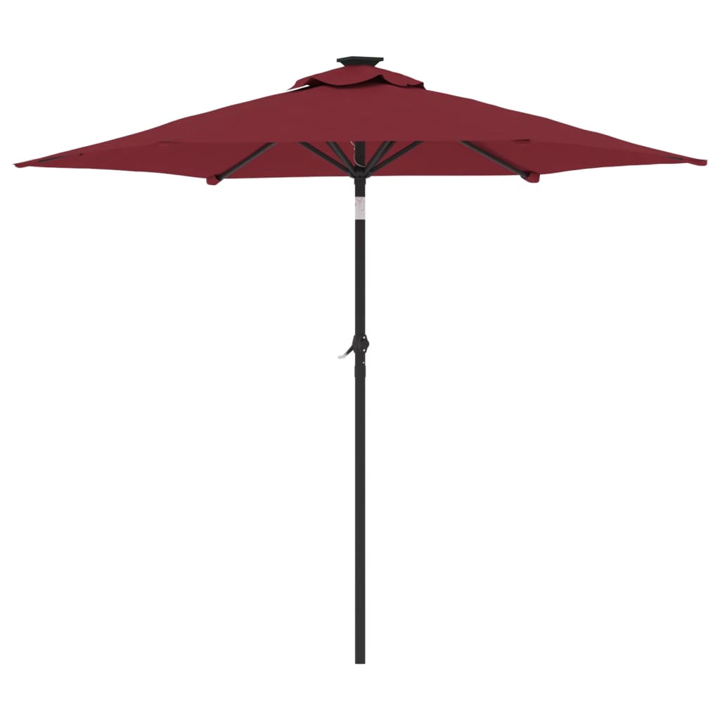 Parasol ogrodowy na stalowym słupku, bordowy, 225x225x212 cm