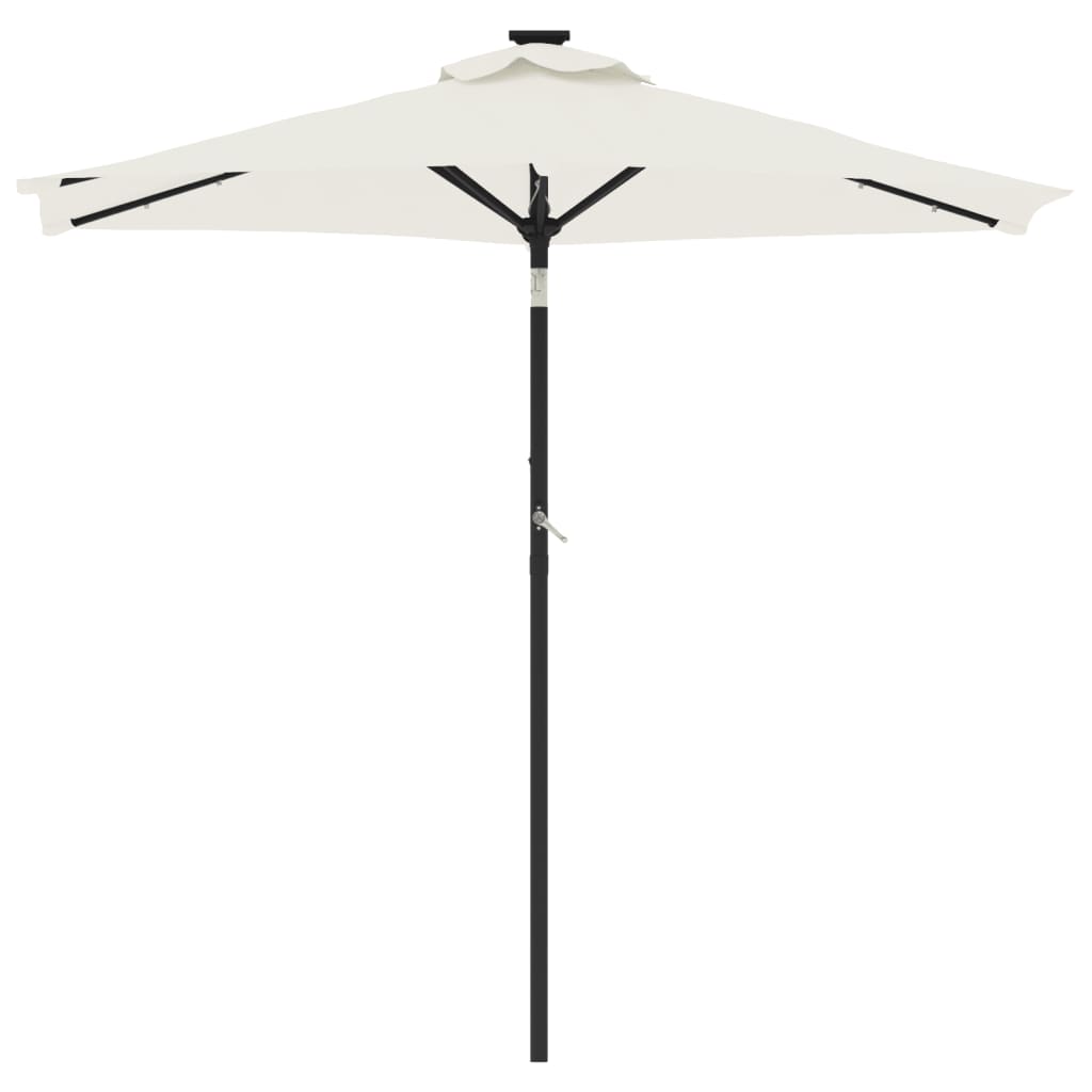 Parasol ogrodowy z LED, stalowy słupek, biały, 225x225x212 cm