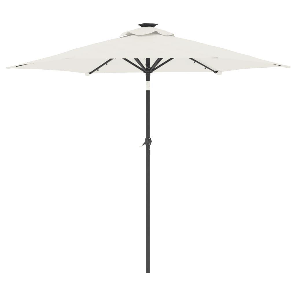 Parasol ogrodowy z LED, stalowy słupek, biały, 225x225x212 cm