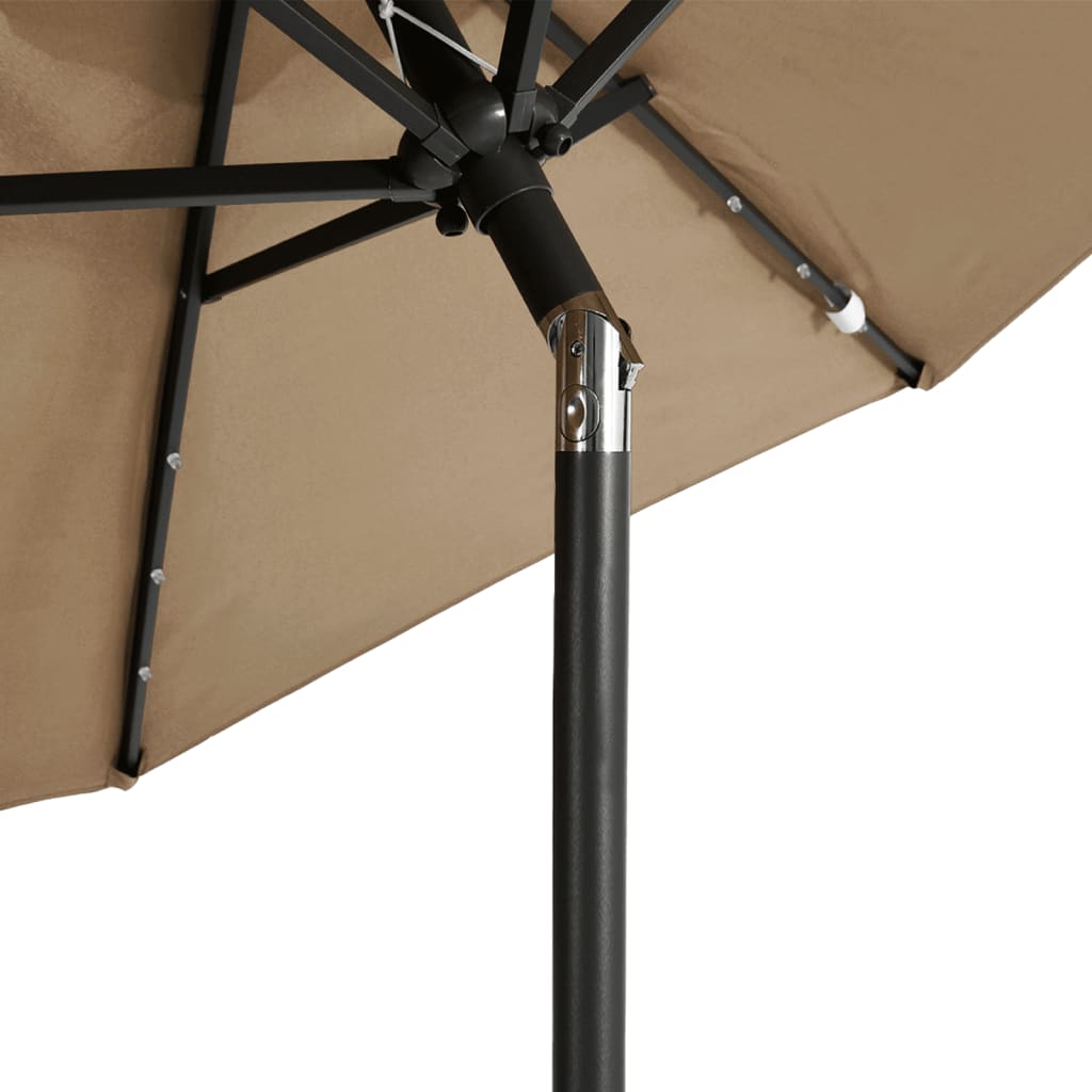 Parasol ogrodowy LED, stalowy słupek, taupe, 225x225x212 cm