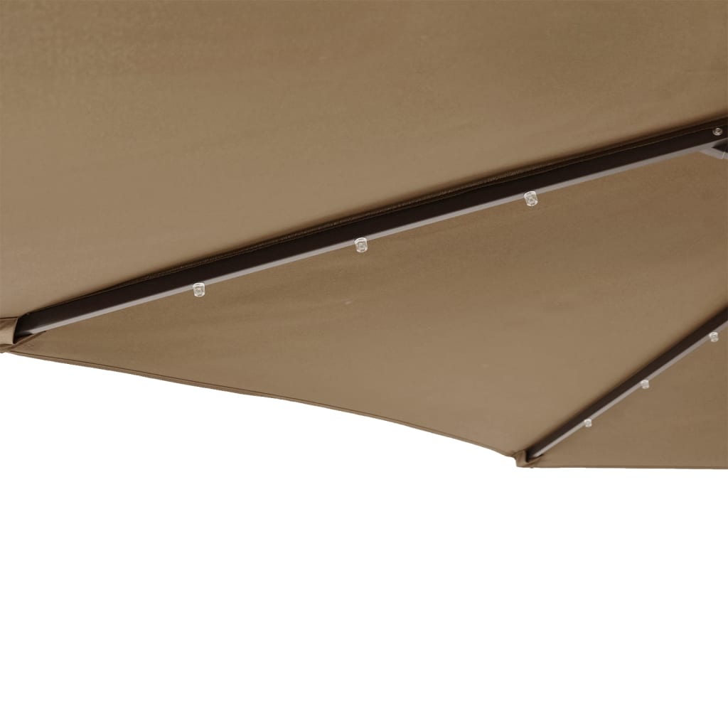 Parasol ogrodowy LED, stalowy słupek, taupe, 225x225x212 cm