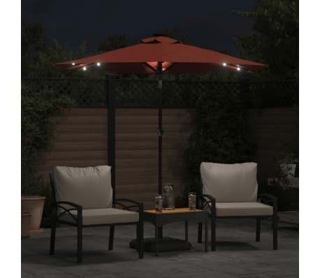 vidaXL Vrtni suncobran s čeličnom &scaron;ipkom LED terakota 225x225x212 cm