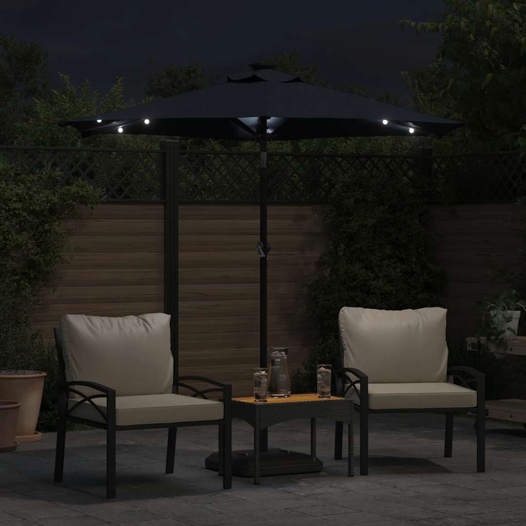 vidaXL Parasol met LED's en stalen paal 225x225x212 cm zwart afbeelding