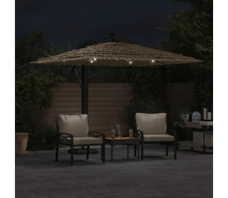 vidaXL Ομπρέλα Κήπου με LED/Ξύλινο Ιστό Χρώμα της Καφέ 246x246x230 εκ.