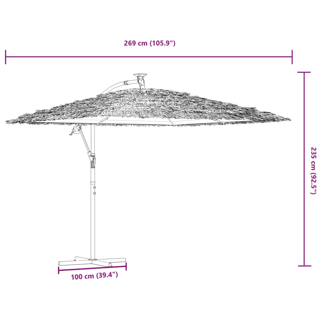 Parasol met LED's en stalen paal 269x269x235 cm bruin image 15