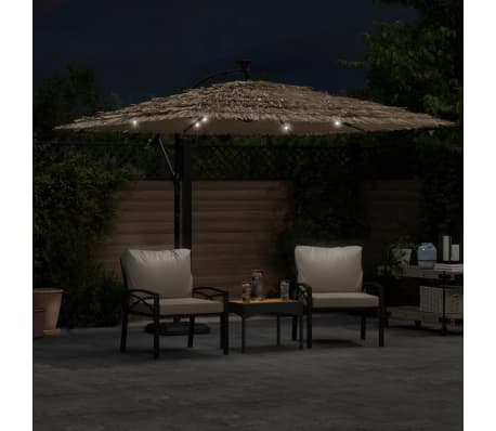 vidaXL Ομπρέλα Κήπου με LED/Ξύλινο Ιστό Χρώμα της Καφέ 269x269x235 εκ.