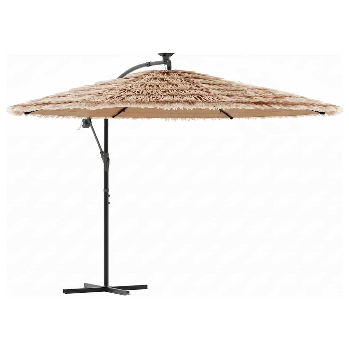 Haveparasol med LED-lys og stålstang brun - Billede 6