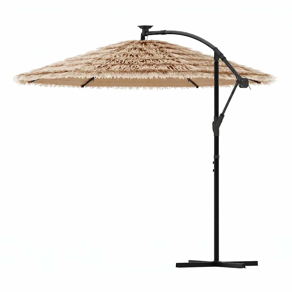 Haveparasol med LED-lys og stålstang brun - Billede 9
