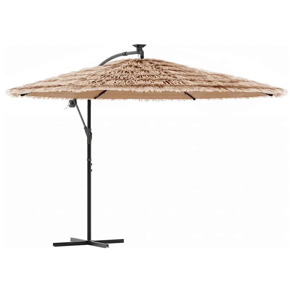 vidaXL Zahradní slunečník s LED a ocelovou tyčí hnědý 290x290x238 cm