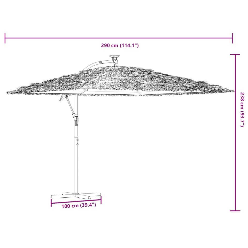 Parasol met LED's en stalen paal 290x290x238 cm bruin image 15