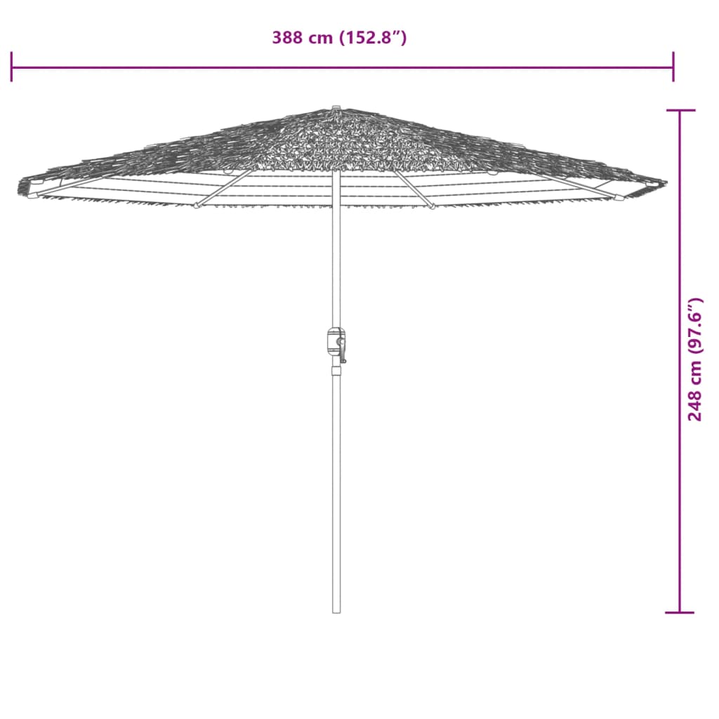 Parasol ogrodowy na stalowym słupku, brązowy, 388x388x248 cm