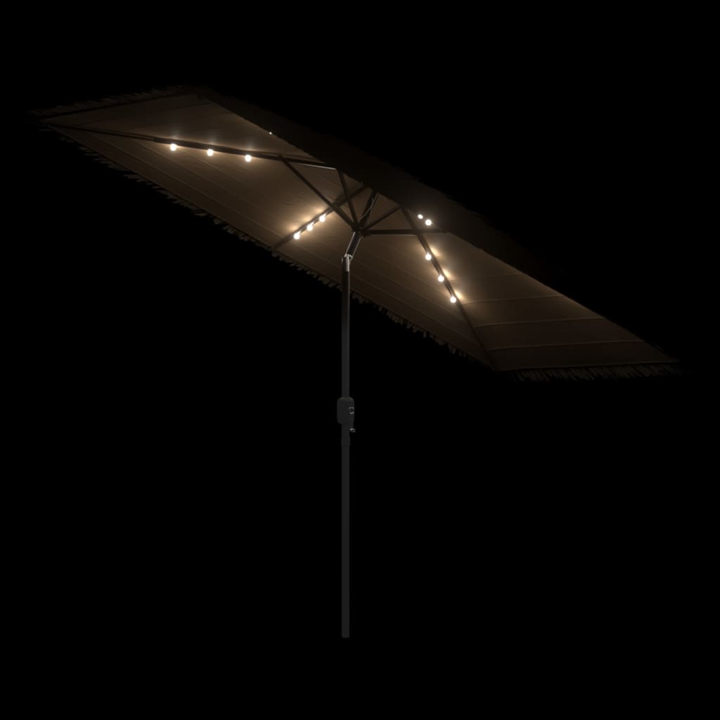 Parasol ogrodowy z LED, stalowy słupek, brązowy, 300x200x250 cm