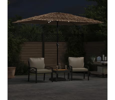 vidaXL Ομπρέλα Κήπου με LED/Ξύλινο Ιστό Χρώμα της Καφέ 300x200x250 εκ.