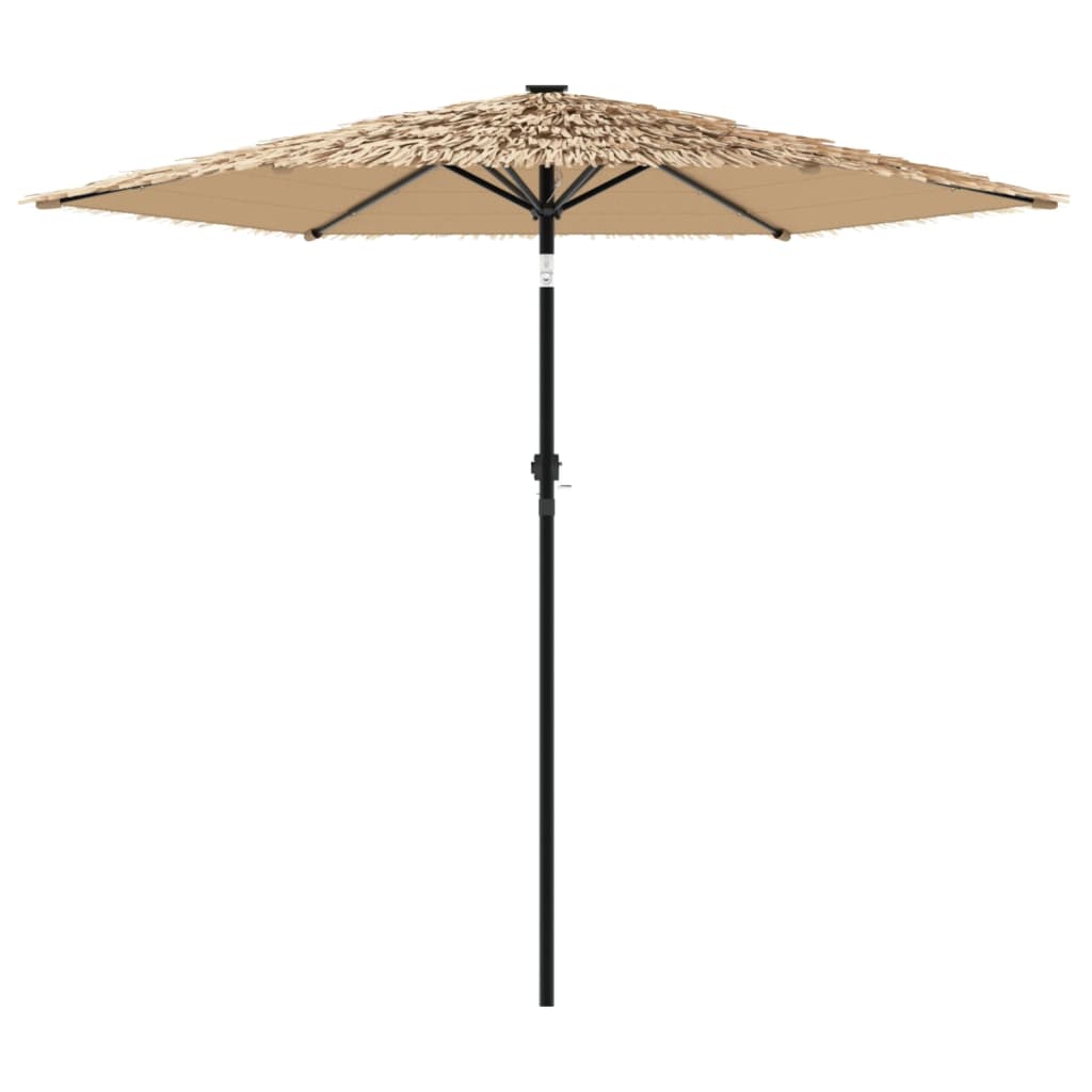 Parasol ogrodowy z LED, stalowy słupek, brązowy, 223x223x213 cm