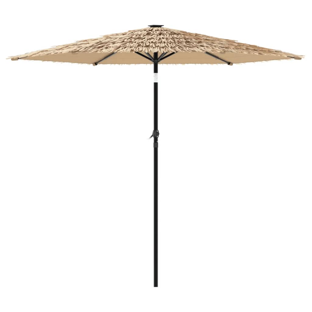 Parasol ogrodowy z LED, stalowy słupek, brązowy, 223x223x213 cm