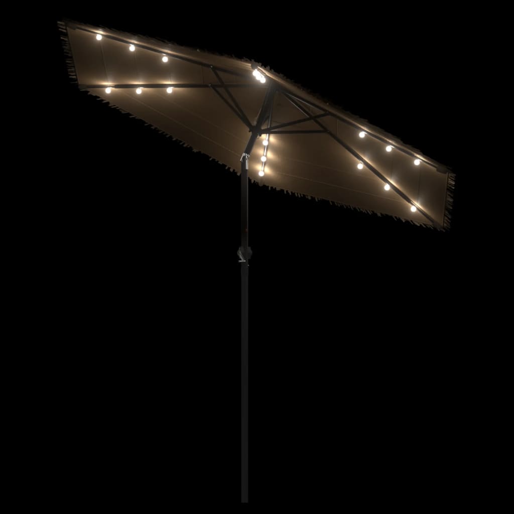 Parasol ogrodowy z LED, stalowy słupek, brązowy, 223x223x213 cm