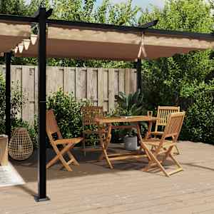 Vrtni paviljon z zložljivo streho taupe 3x6 m aluminij