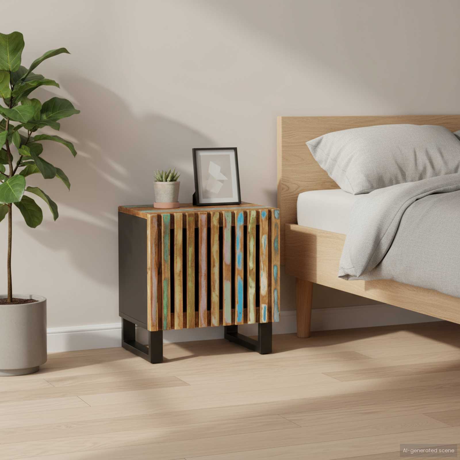 vidaXL Sängbord 2 st 40x34x46 cm massivt återvunnet trä