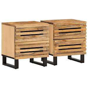 Noční stolky 2 ks 40x34x46 cm masivní hrubé mangovníkové dřevo - obrázek 1