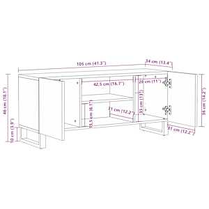 TV skříňka hnědá 105 x 34 x 46 cm masivní mangovníkové dřevo - obrázek 10