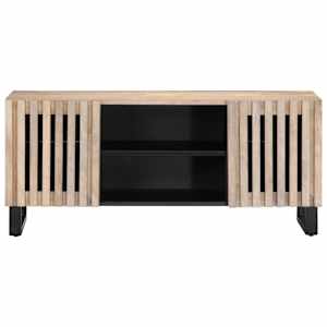 TV skříňka bílá 105 x 34 x 46 cm masivní mangovníkové dřevo - obrázek 2