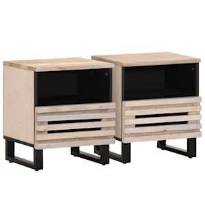 Noční stolky 2 ks 40x34x46 cm masivní bělené mangovníkové dřevo - obrázek 1