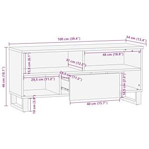 TV skříňka hnědá 100 x 34 x 46 cm masivní mangovníkové dřevo - obrázek 11