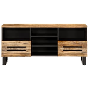 TV skříňka 100 x 34 x 46 cm masivní hrubé mangovníkové dřevo - obrázek 2