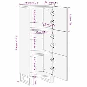 Skříň highboard 40 x 34 x 110 cm masivní akáciové dřevo - obrázek 9
