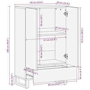 Highboard 60 x 34 x 100 cm masivní akáciové dřevo - obrázek 12