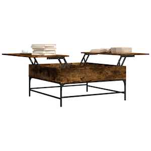 Konferenční stolek kouřový dub 95 x 95 x 45 cm kompozit a kov - obrázek 4