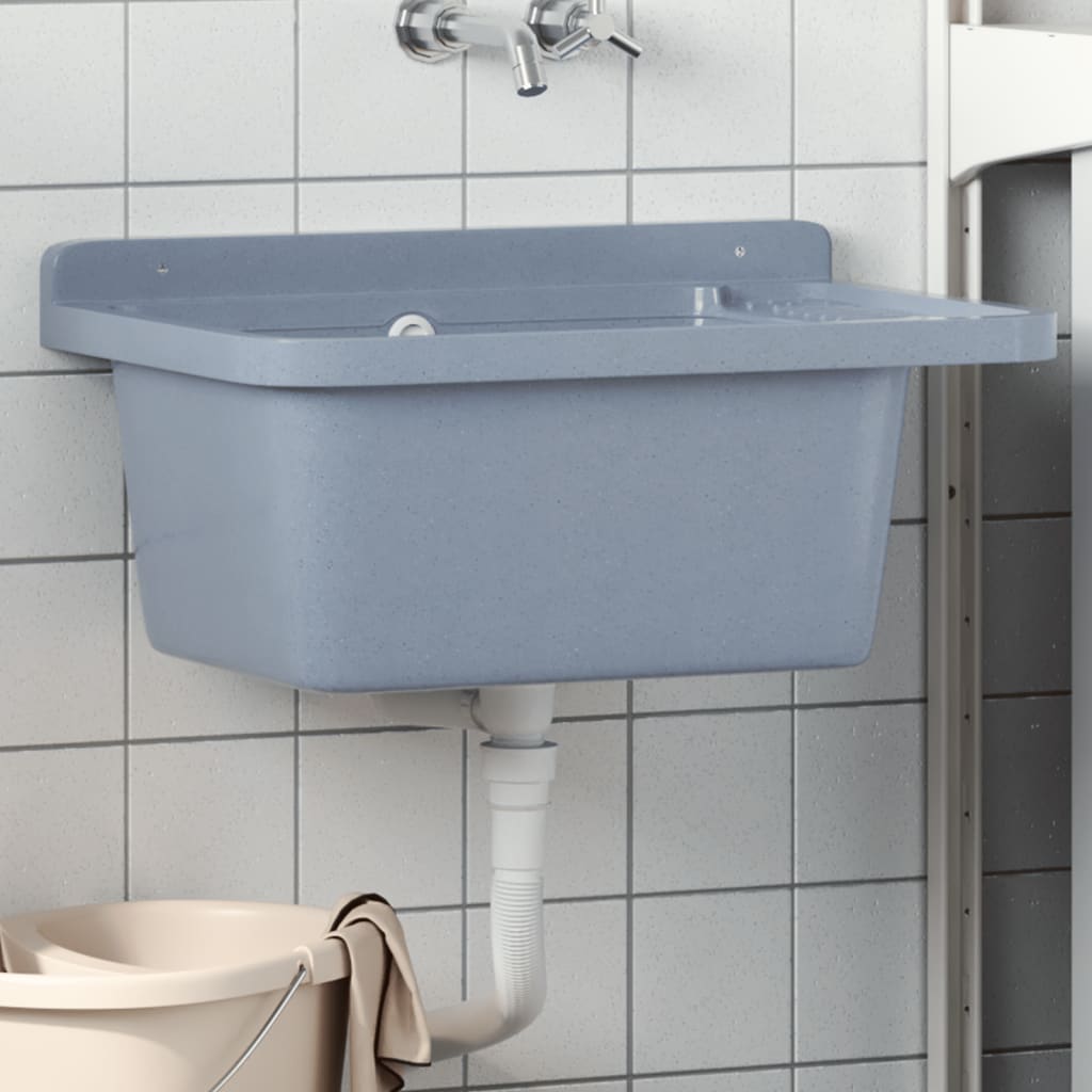 Utility Sink for Wall Mounting Utility Laundry Sink Wash Basin Resin vidaXL