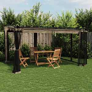 Paviljon z mrežastimi stenami taupe 4x3 m jeklo