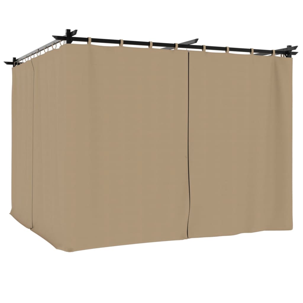vidaXL Altán se závěsy taupe 3 x 3 m ocel