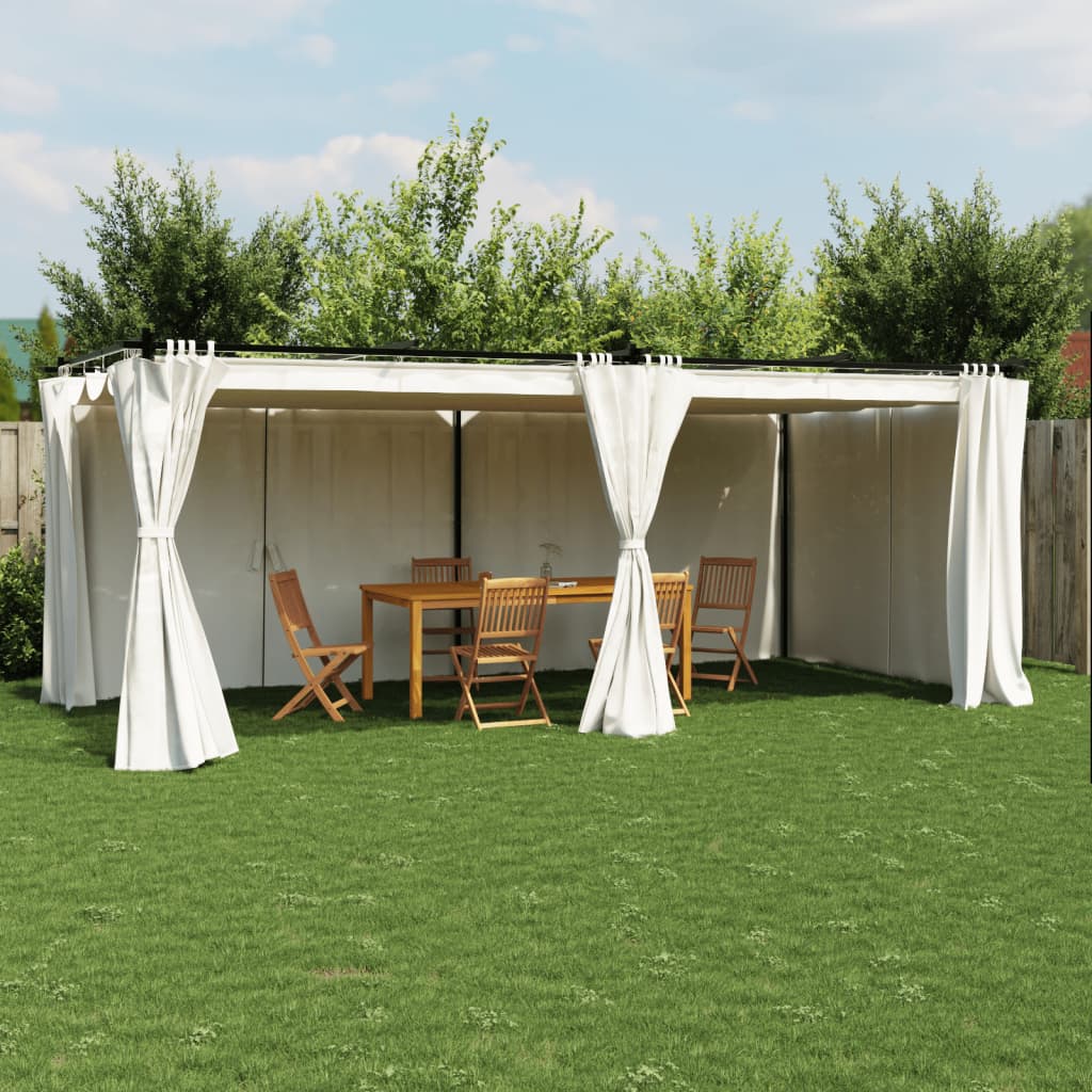 vidaXL Pavillon mit Vorhängen Creme 6x3 m Stahl